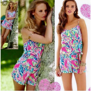 Lilly Pulitzer Deanna Romper in 
"Multi‎ Palm Reader" Size XS